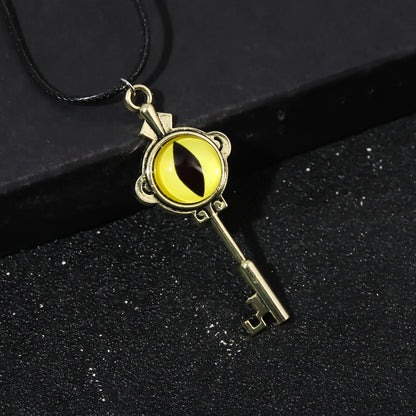 Anime the Owl House Necklace Amity Portal Key Retro Gold Color Eye Pendant Necklace for Women Men Jewelry Accessories