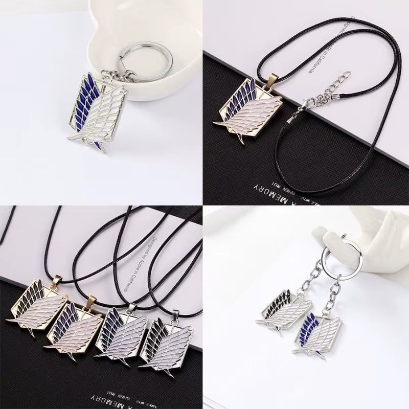 1 Pair Anime Attack on Titan Wings of Freedom Investigator Logo Alloy Pendant Jewelry Necklace Party Accessories