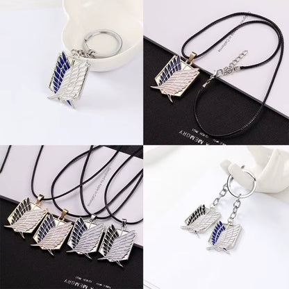 1 Pair Anime Attack on Titan Wings of Freedom Investigator Logo Alloy Pendant Jewelry Necklace Party Accessories