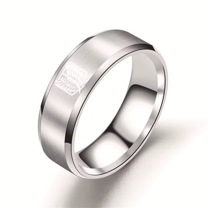 Anime Trendy Charm Attack on Titan Investigation Corps Logo Ring Wings of Freedom Rings Levi Mikasa Ackerman Party Jewelry