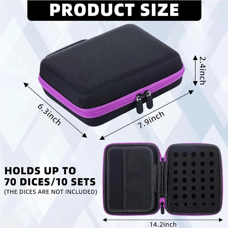 New Hot Dnd Tray Handheld Dice Case Bag for Dungeons & Dragons Board Games Carrying Cover with Partition 70-Hole Dice Package