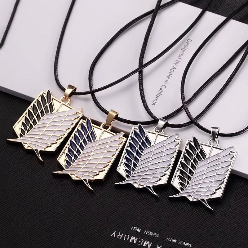 1 Pair Anime Attack on Titan Wings of Freedom Investigator Logo Alloy Pendant Jewelry Necklace Party Accessories