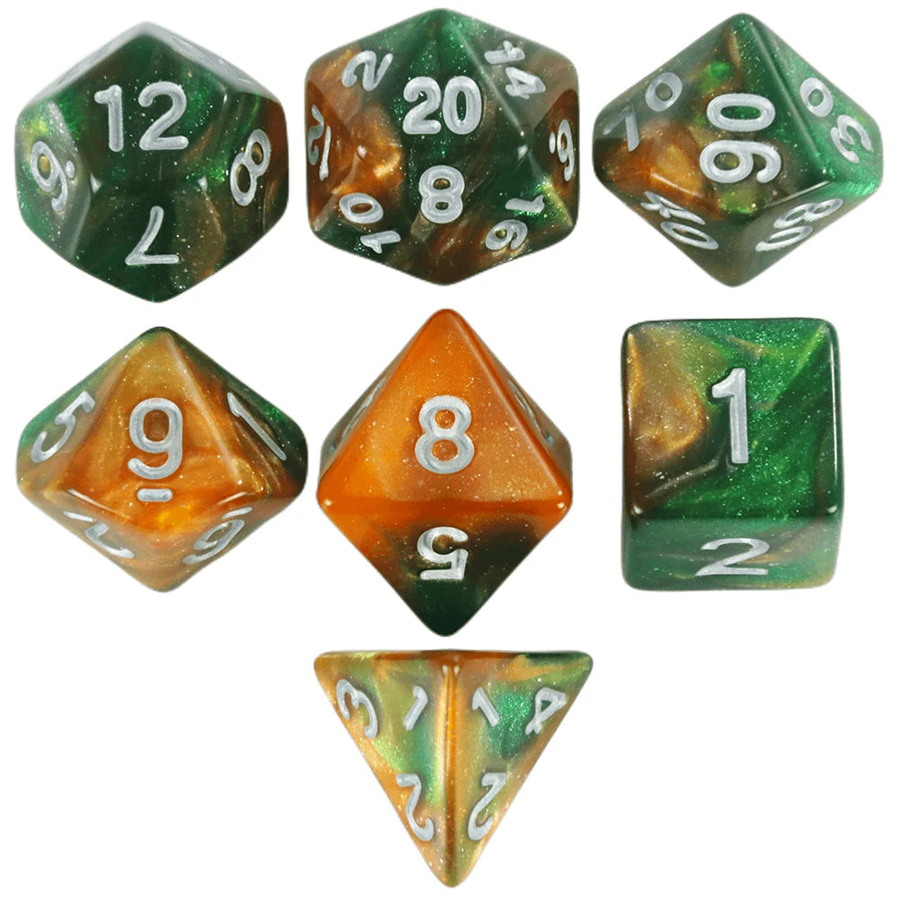 New Dual Color Multi Faced Dragon and Dungeon Game Dice Board Game Color (7 Pieces per Set)