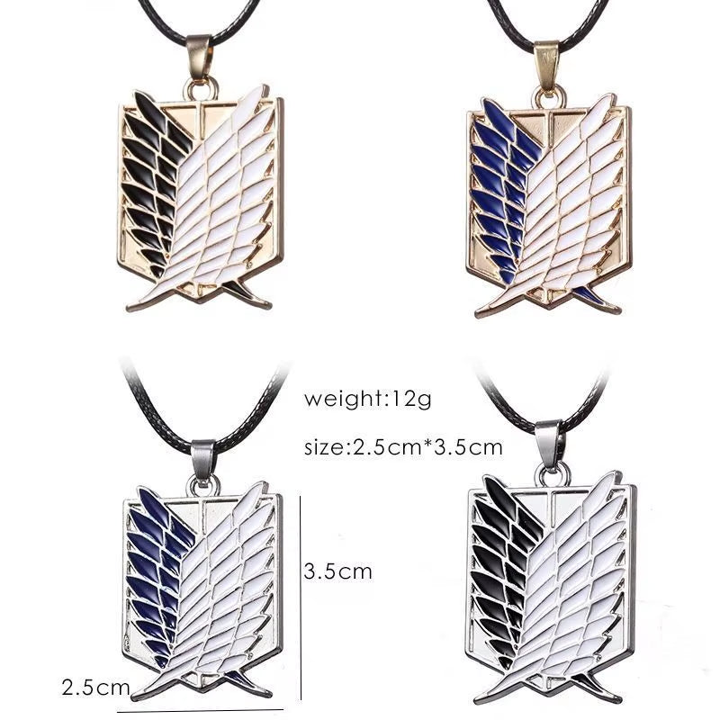 1 Pair Anime Attack on Titan Wings of Freedom Investigator Logo Alloy Pendant Jewelry Necklace Party Accessories