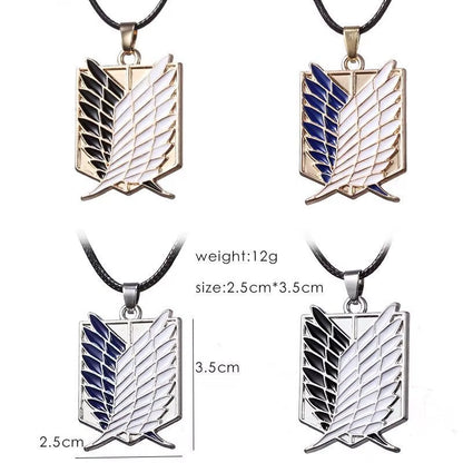 1 Pair Anime Attack on Titan Wings of Freedom Investigator Logo Alloy Pendant Jewelry Necklace Party Accessories