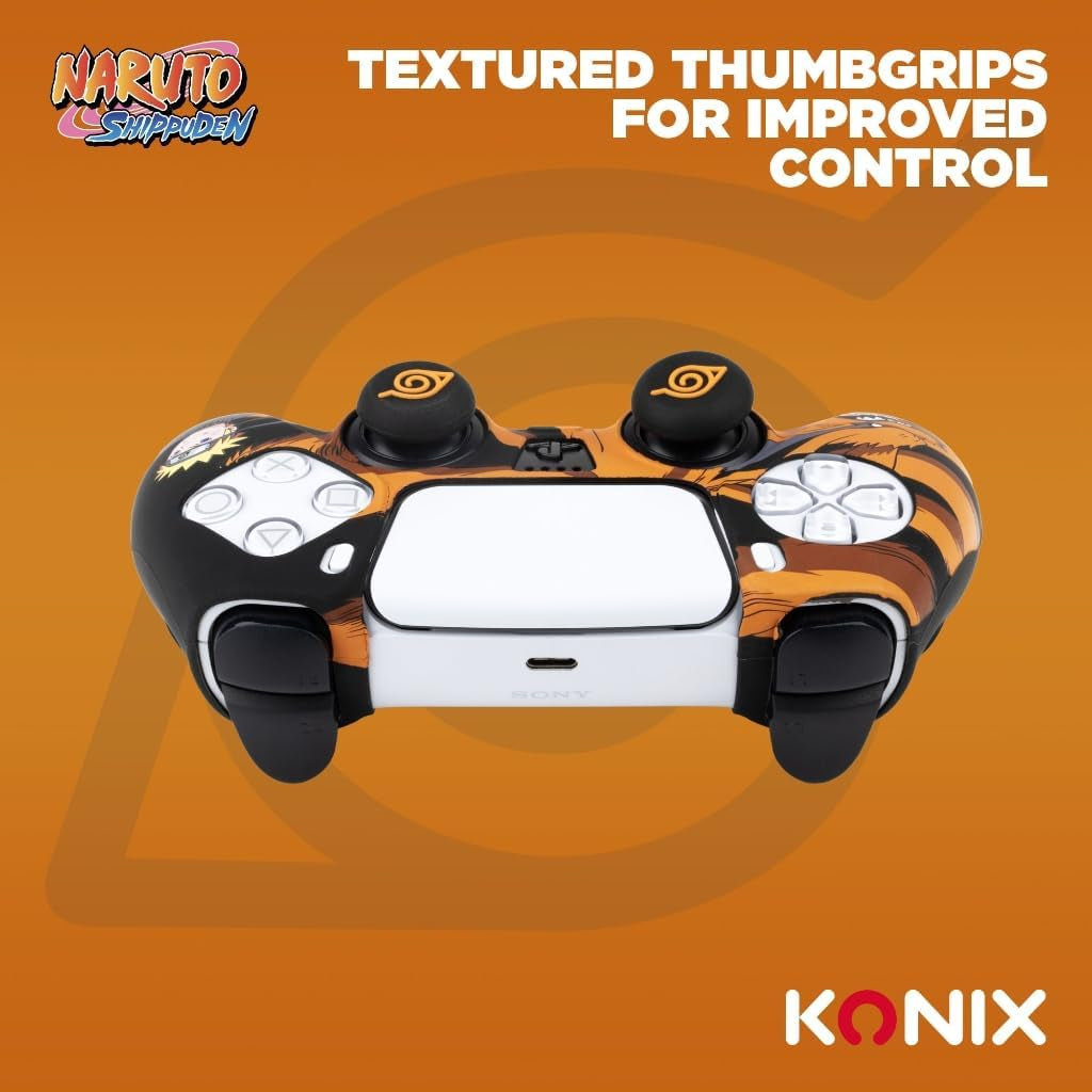Naruto Shippuden Silicone Case for Dualsense PS5 Controller - Thumb Rest - Kurama/Kyûbi and Naruto - Black