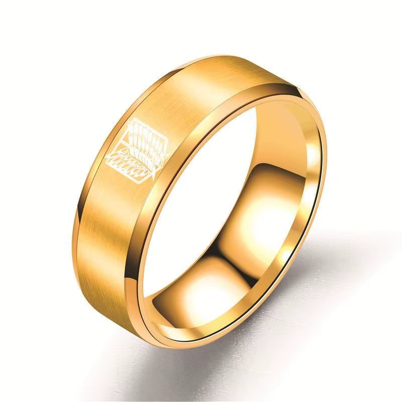 Anime Trendy Charm Attack on Titan Investigation Corps Logo Ring Wings of Freedom Rings Levi Mikasa Ackerman Party Jewelry