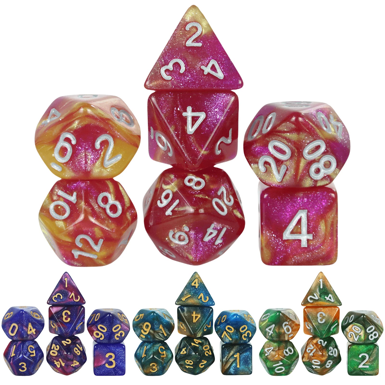 New Dual Color Multi Faced Dragon and Dungeon Game Dice Board Game Color (7 Pieces per Set)