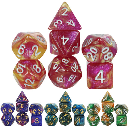New Dual Color Multi Faced Dragon and Dungeon Game Dice Board Game Color (7 Pieces per Set)