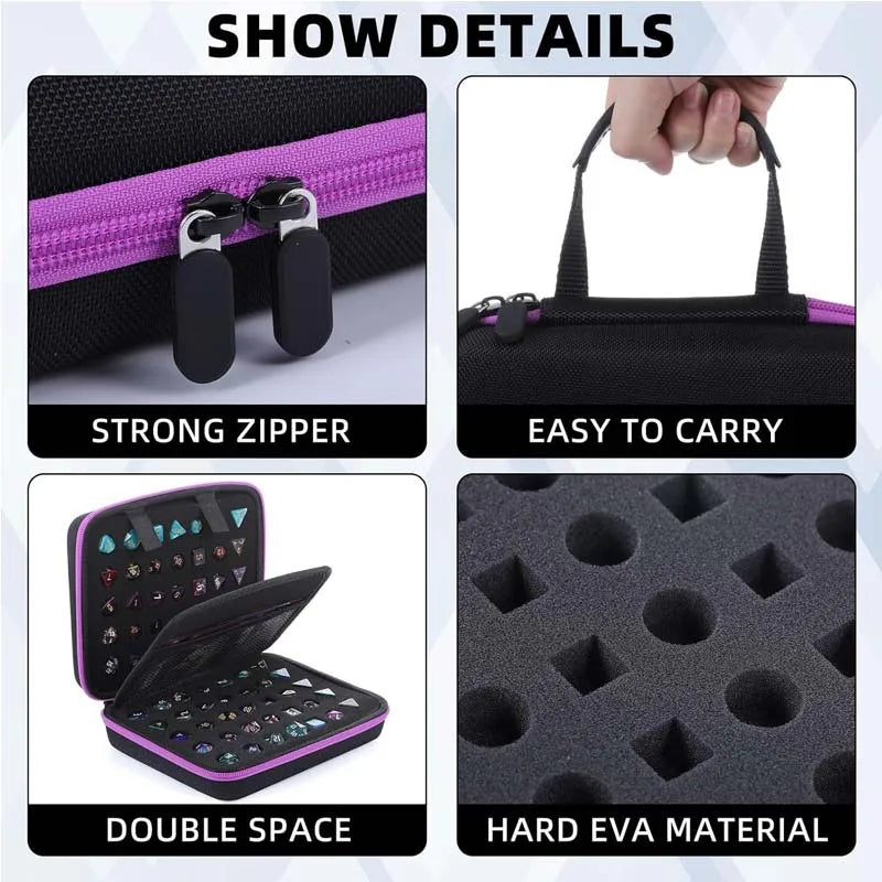 New Hot Dnd Tray Handheld Dice Case Bag for Dungeons & Dragons Board Games Carrying Cover with Partition 70-Hole Dice Package