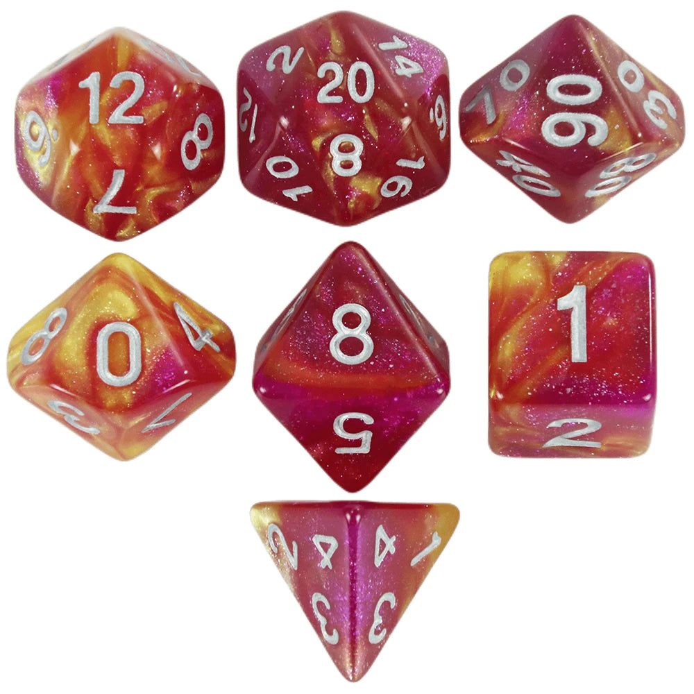 New Dual Color Multi Faced Dragon and Dungeon Game Dice Board Game Color (7 Pieces per Set)