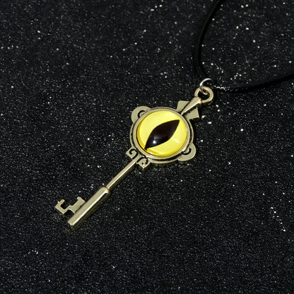 Anime the Owl House Necklace Amity Portal Key Retro Gold Color Eye Pendant Necklace for Women Men Jewelry Accessories