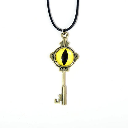 Anime the Owl House Necklace Amity Portal Key Retro Gold Color Eye Pendant Necklace for Women Men Jewelry Accessories