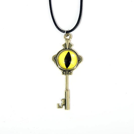 Anime the Owl House Necklace Amity Portal Key Retro Gold Color Eye Pendant Necklace for Women Men Jewelry Accessories