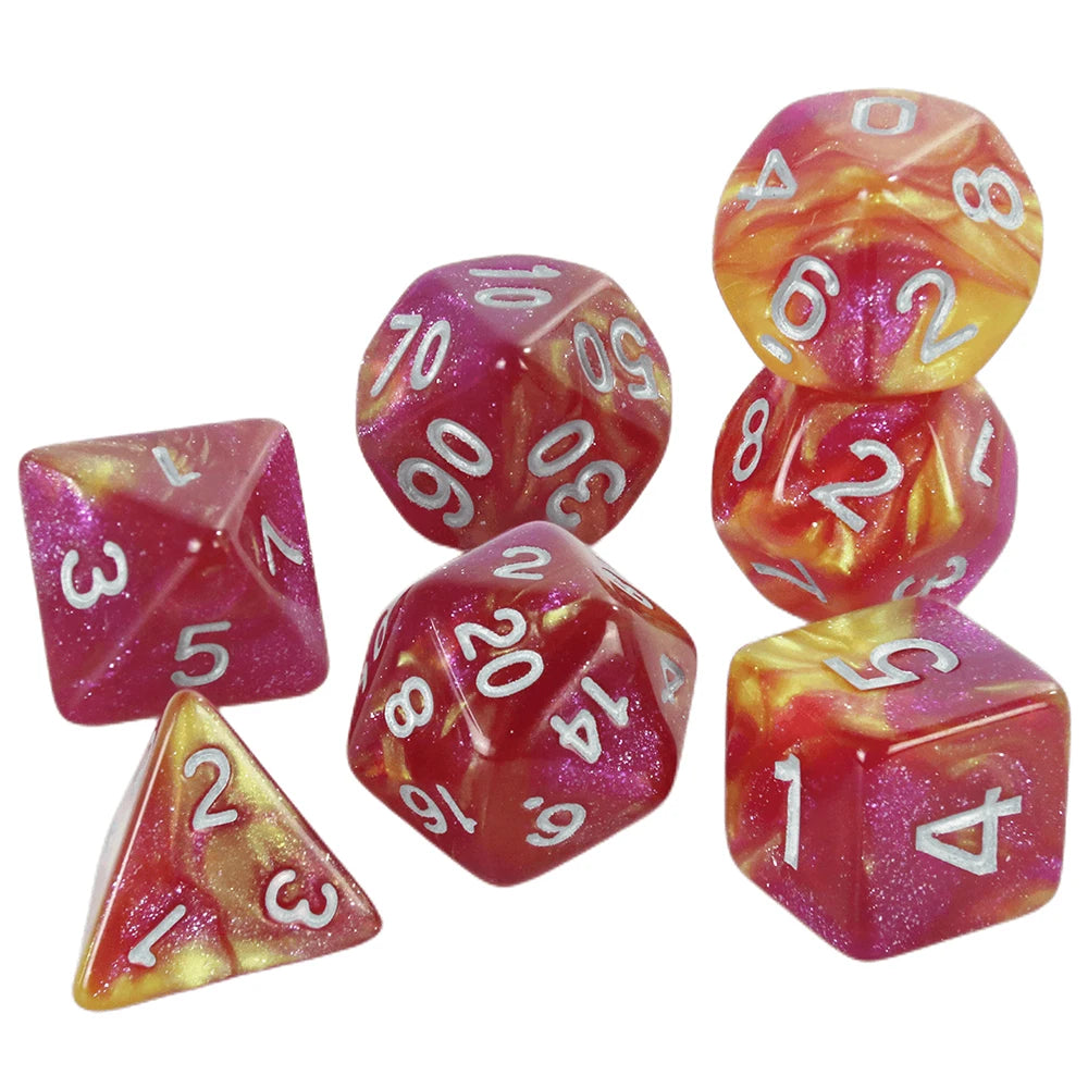 New Dual Color Multi Faced Dragon and Dungeon Game Dice Board Game Color (7 Pieces per Set)