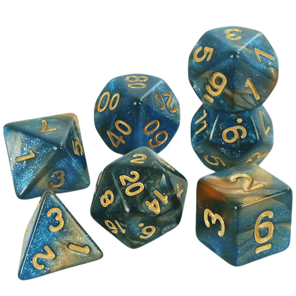 New Dual Color Multi Faced Dragon and Dungeon Game Dice Board Game Color (7 Pieces per Set)