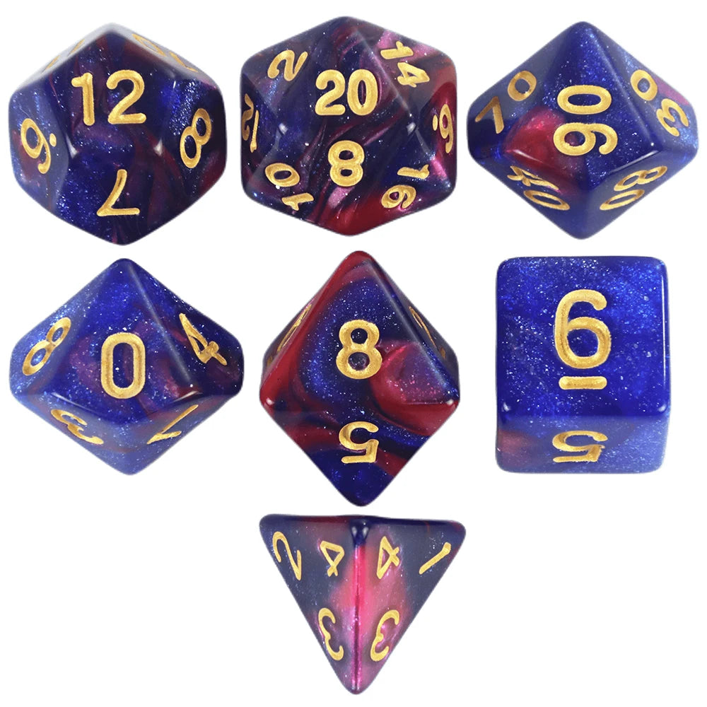 New Dual Color Multi Faced Dragon and Dungeon Game Dice Board Game Color (7 Pieces per Set)