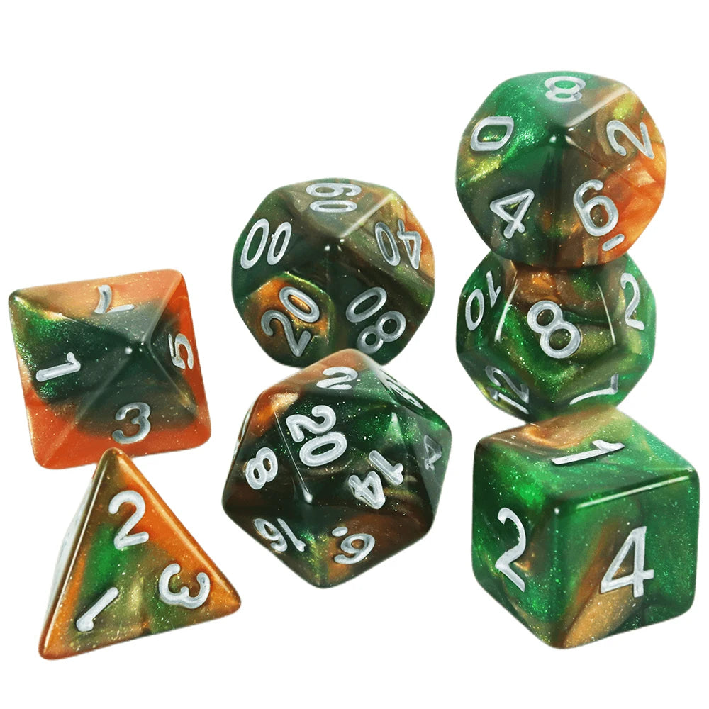 New Dual Color Multi Faced Dragon and Dungeon Game Dice Board Game Color (7 Pieces per Set)