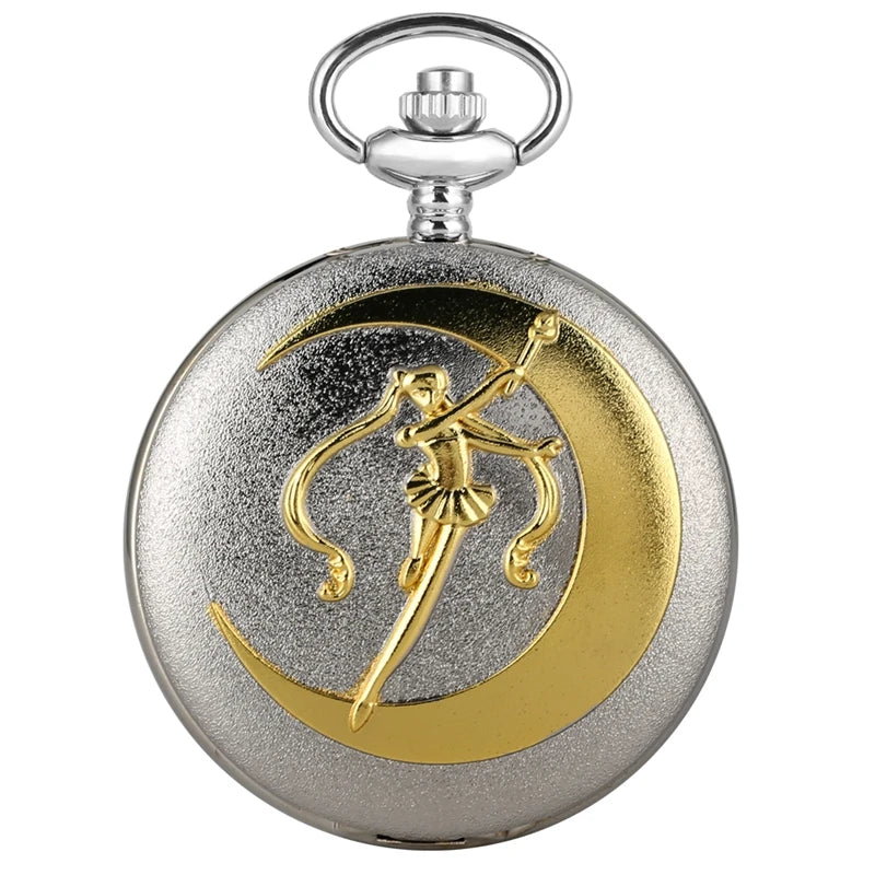 Rhinestone Cartoon Sakura Anime Japanese Anime Stars Moon Quartz Pocket Watch Fashion Stars Women Necklace Pendant Chain Gifts
