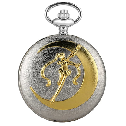 Rhinestone Cartoon Sakura Anime Japanese Anime Stars Moon Quartz Pocket Watch Fashion Stars Women Necklace Pendant Chain Gifts