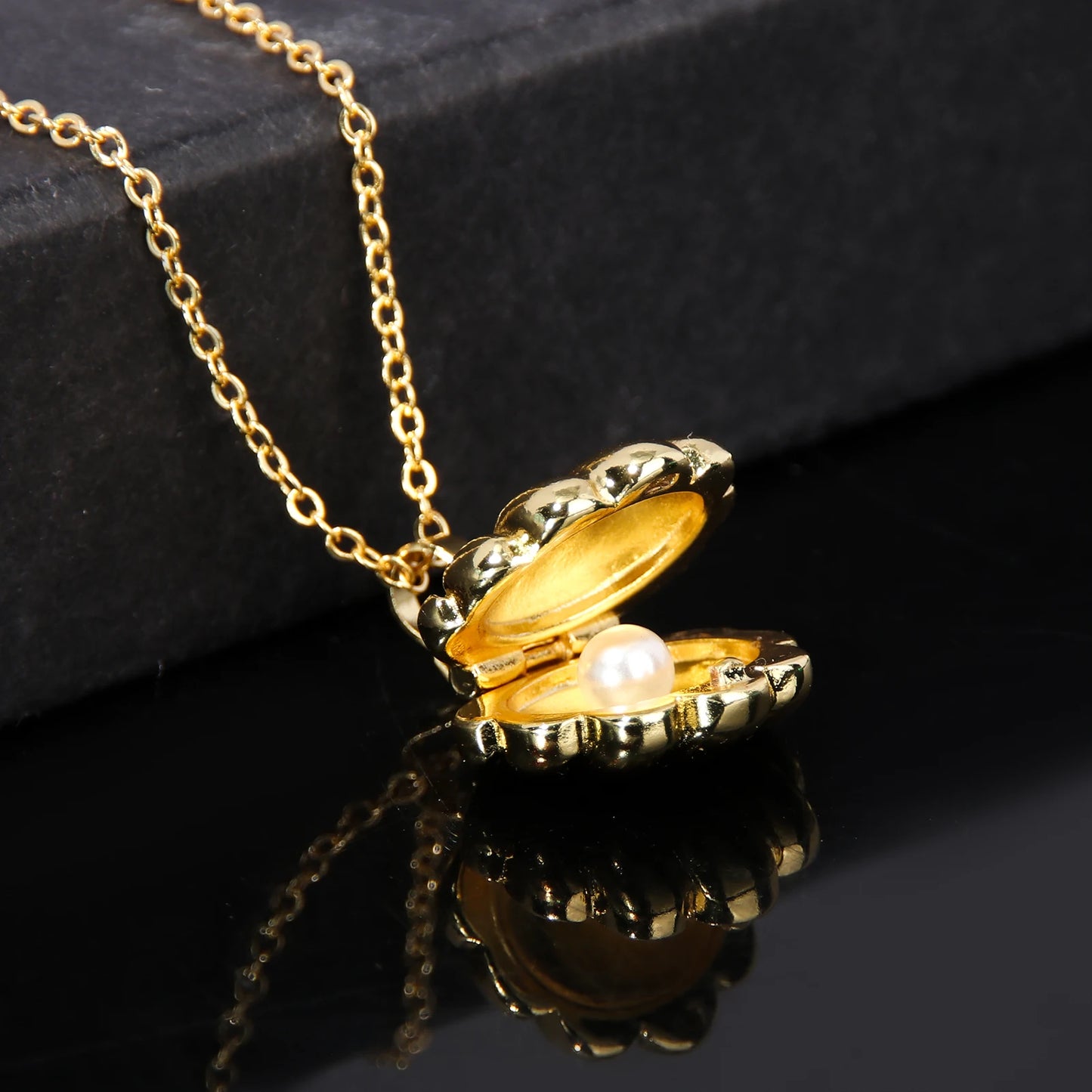 Anime Mermaid Melody Shell Pearl Locket Pendant Necklace for Woman Sweet Party Wedding Jewelry Choker Gift for Her