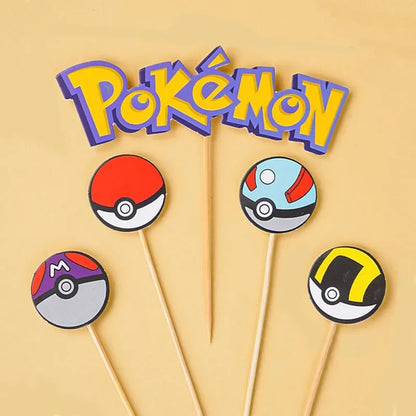 13Pcs/Set Pokemon Cake Anime Figure Pikachu Party Happy Birthday Pokemon Cake Decoration Supplies Ornaments Boy Kids Gift