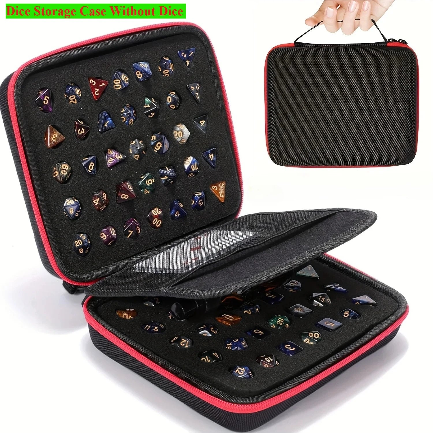 New Hot Dnd Tray Handheld Dice Case Bag for Dungeons & Dragons Board Games Carrying Cover with Partition 70-Hole Dice Package