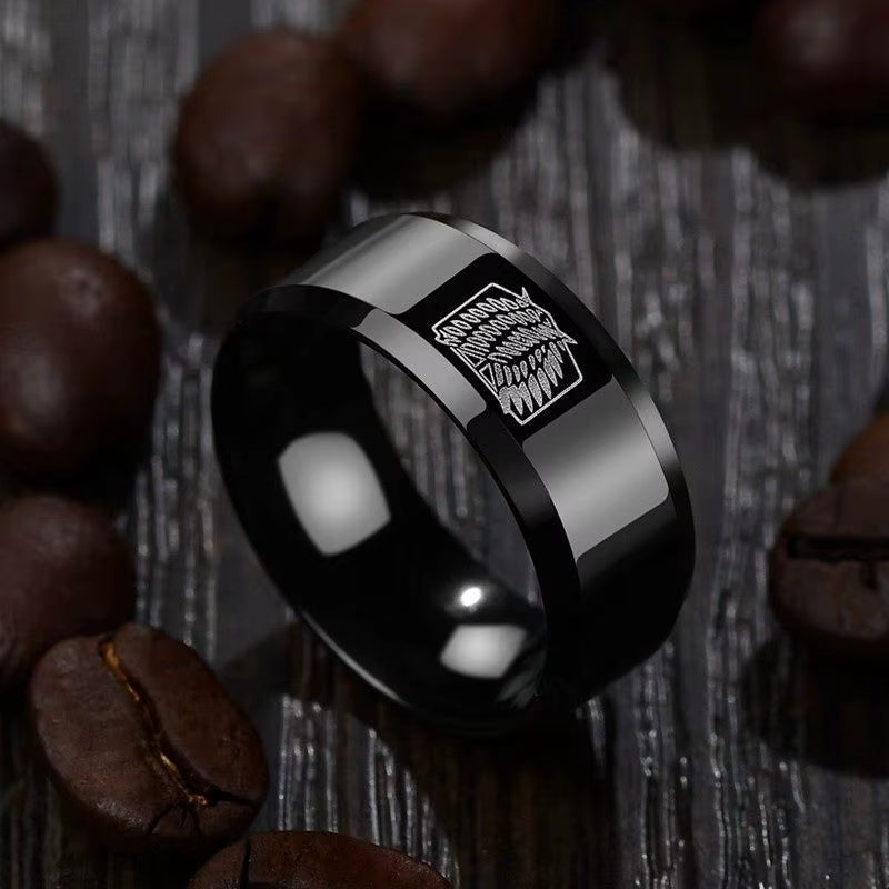 Anime Trendy Charm Attack on Titan Investigation Corps Logo Ring Wings of Freedom Rings Levi Mikasa Ackerman Party Jewelry