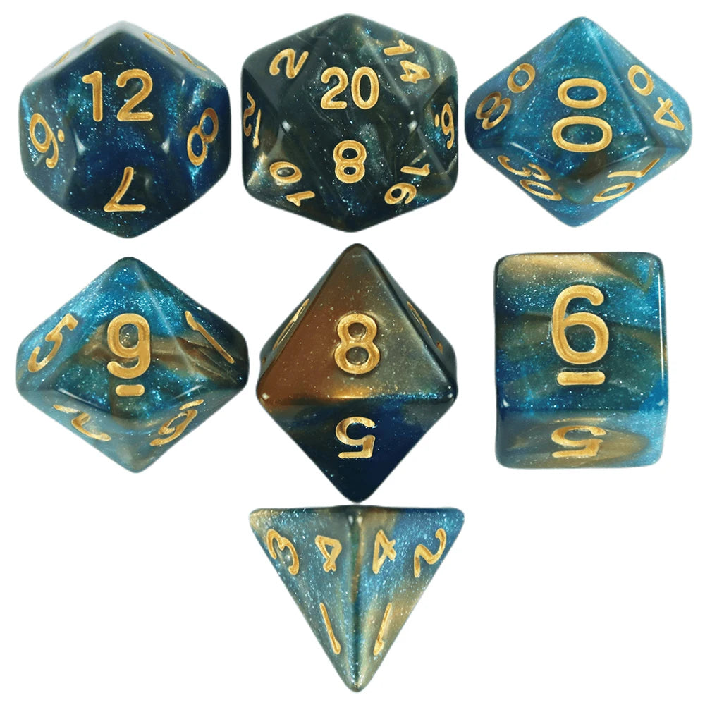 New Dual Color Multi Faced Dragon and Dungeon Game Dice Board Game Color (7 Pieces per Set)