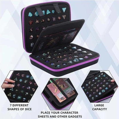 New Hot Dnd Tray Handheld Dice Case Bag for Dungeons & Dragons Board Games Carrying Cover with Partition 70-Hole Dice Package