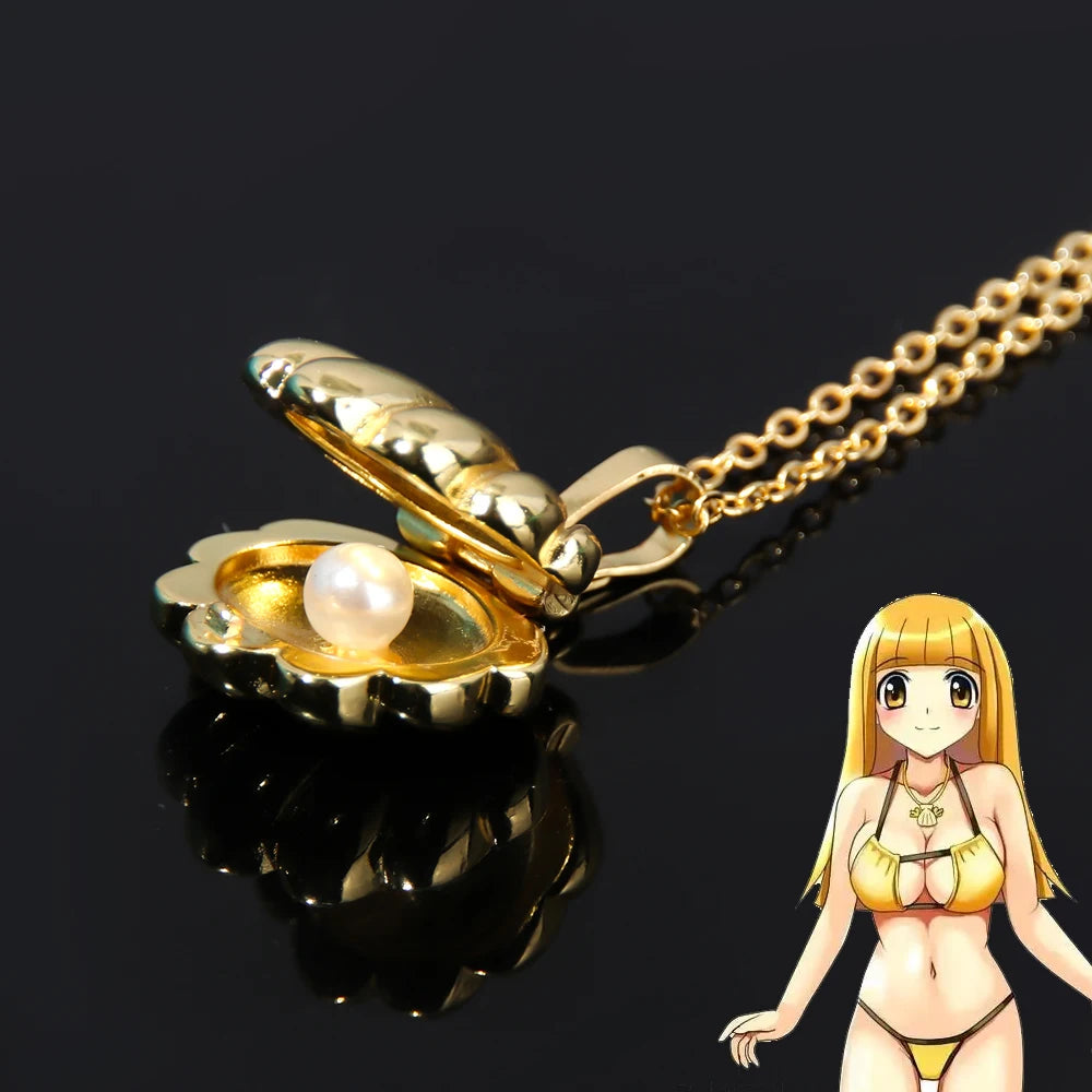 Anime Mermaid Melody Shell Pearl Locket Pendant Necklace for Woman Sweet Party Wedding Jewelry Choker Gift for Her