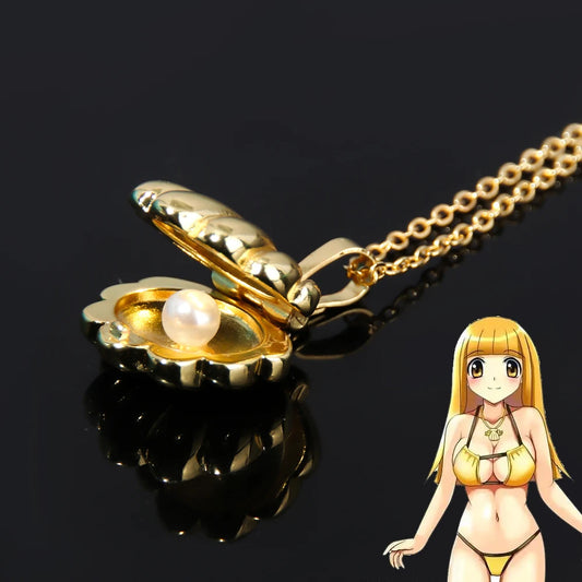 Anime Mermaid Melody Shell Pearl Locket Pendant Necklace for Woman Sweet Party Wedding Jewelry Choker Gift for Her