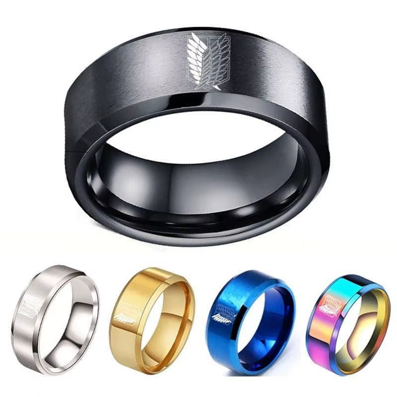 Anime Trendy Charm Attack on Titan Investigation Corps Logo Ring Wings of Freedom Rings Levi Mikasa Ackerman Party Jewelry