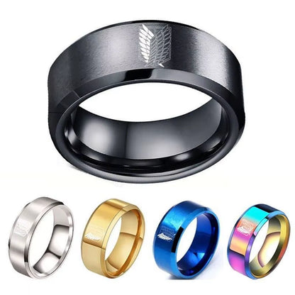 Anime Trendy Charm Attack on Titan Investigation Corps Logo Ring Wings of Freedom Rings Levi Mikasa Ackerman Party Jewelry